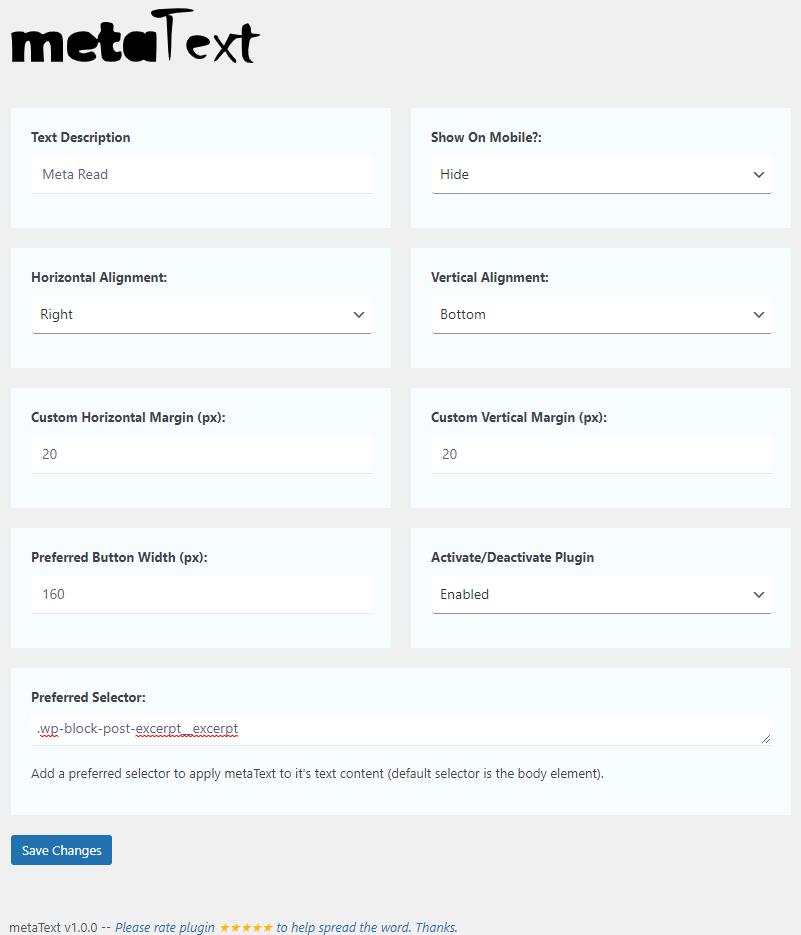 MetaText WordPress Plugin image description 1